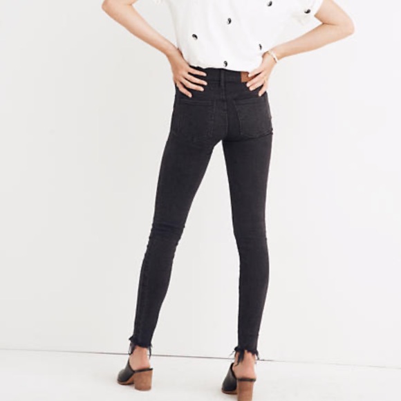 madewell 9” Mid Rise Button Fly Skinny Jeans Black - Picture 2 of 11